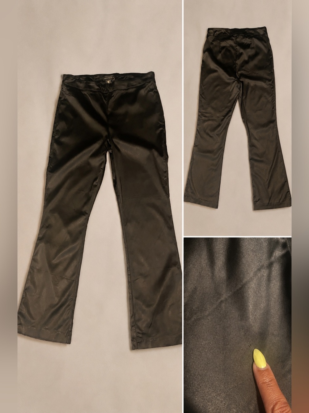 House of Harlow 1960 Black Satin Matching Set | Corset Crop & Pull-On Flare Sz M - Picture 4 of 4